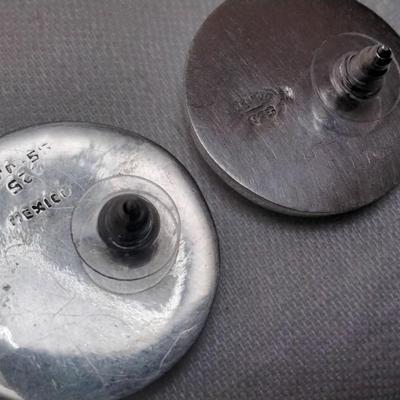 Taxco Silver Substantial Button Earrings