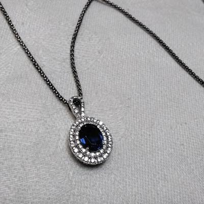 Vintage Sapphire Cz 16" Italian Necklace