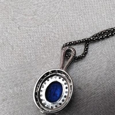 Vintage Sapphire Cz 16" Italian Necklace