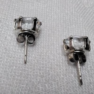Vintage Aquamarine Stud 925 Earrings