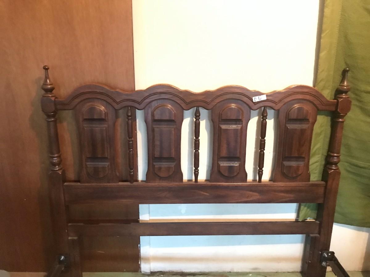 Queen Solid Dark Wood Headboard with Frame