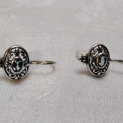 Vintage London Blue Topaz 925 Earrings