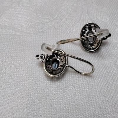 Vintage London Blue Topaz 925 Earrings