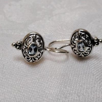 Vintage London Blue Topaz 925 Earrings