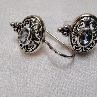 Vintage London Blue Topaz 925 Earrings