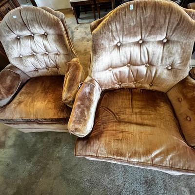 ENTRY TABLE AND MIRROR,  BROYHILL VELVET CHAIRS LOT