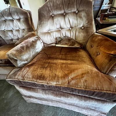 ENTRY TABLE AND MIRROR,  BROYHILL VELVET CHAIRS LOT
