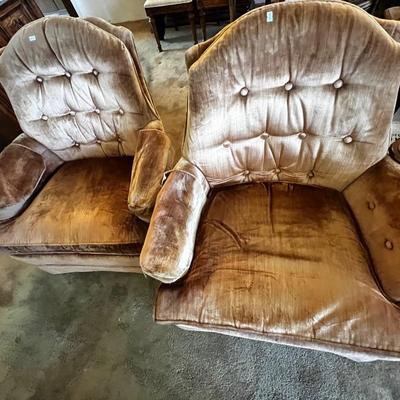 ENTRY TABLE AND MIRROR,  BROYHILL VELVET CHAIRS LOT