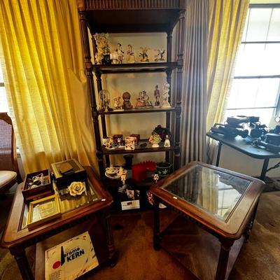 MATCHING SHELF, TABLES, JEWELRY LOT