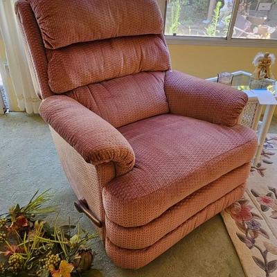 Pink reclining rocking chair