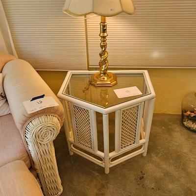 White wicker end table (larger)