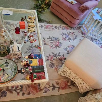 White wicker glass coffee table