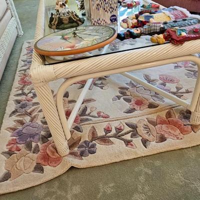 White wicker glass coffee table