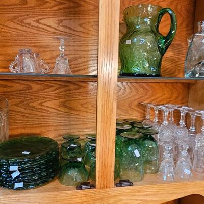 Vintage green glass lot