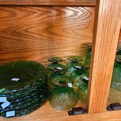 Vintage green glass lot