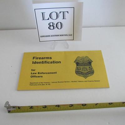Lot 80:  Interesting Vintage Small Booklet, Firearms Identification for Law Enforcement Officers, 1968