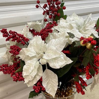 Gorgeous Artificial Plant with Gold Colored Pinecones and Nice Vase