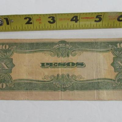 LOT88:  Vintage 1940s WWII Japanese Ten Pesos Bill, and Repro  Bank Note