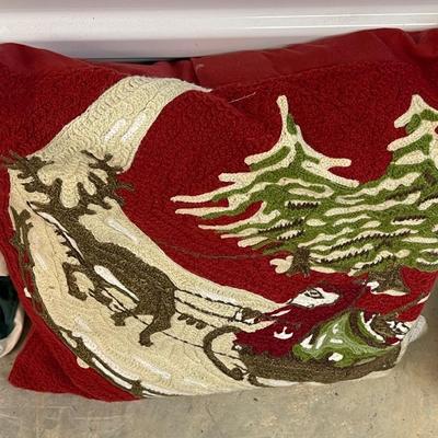 Two Christmas Pillows and Two Christmas Placemats