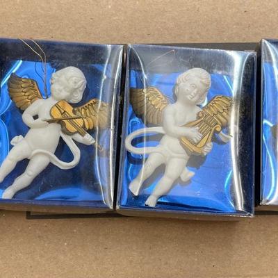 Set of Four 1989 Cherub Musician Angel Ornaments - NEW in box