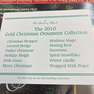 NEW 2010 Danbury Mint Gold Christmas Ornament Collection