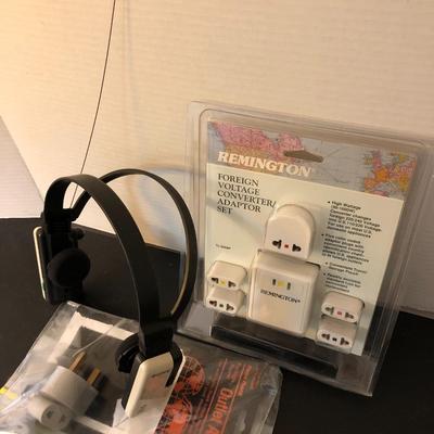 Sony 1985 FM Stereo Headset SRF-FM1 (Untested) and Foreign Travel Outlet Adapters -Lot 198
