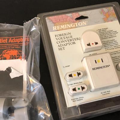 Sony 1985 FM Stereo Headset SRF-FM1 (Untested) and Foreign Travel Outlet Adapters -Lot 198