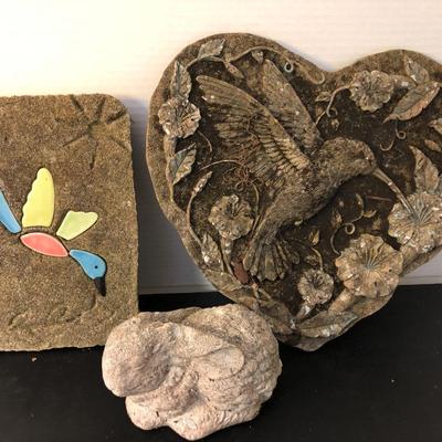 Garden Decor; Two Concrete, Heart is Resin -Lot 295