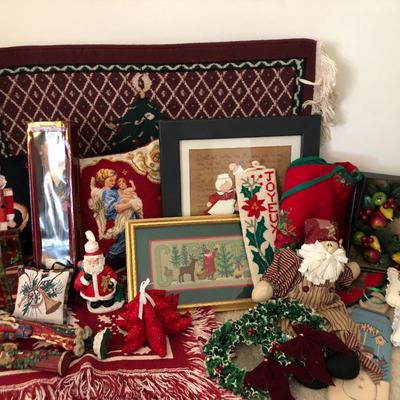 Large Holiday Lot- Lenox, Cross Stitch Wall Decor & Much More -Lot 296