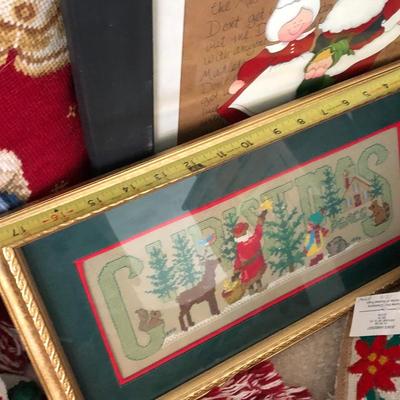 Large Holiday Lot- Lenox, Cross Stitch Wall Decor & Much More -Lot 296