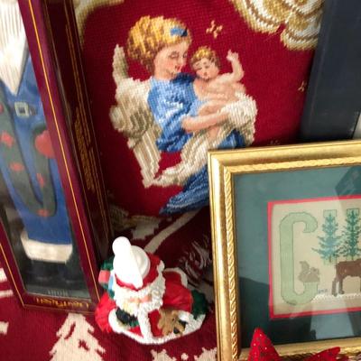 Large Holiday Lot- Lenox, Cross Stitch Wall Decor & Much More -Lot 296