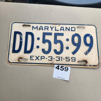 Maryland License Plate 1959
