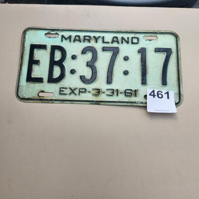 Maryland License Plate 1961