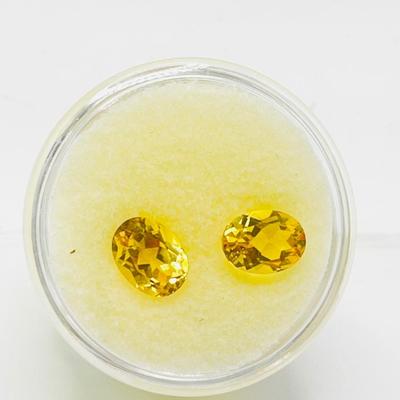 HELIODOR ~ Oval Cut ~ Pair (2) Yellow Gemstones ~ Natural