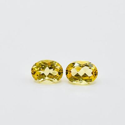 HELIODOR ~ Oval Cut ~ Pair (2) Yellow Gemstones ~ Natural