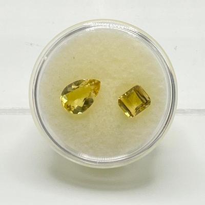 BERYL ~ Pear & Square ~ Pair (2) Yellow Gemstones ~ Natural