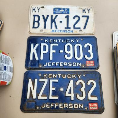 Lot of 3 Different Kentucky Jefferson License Plates