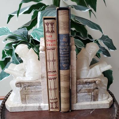 Marble and Alabaster Monk Bookends