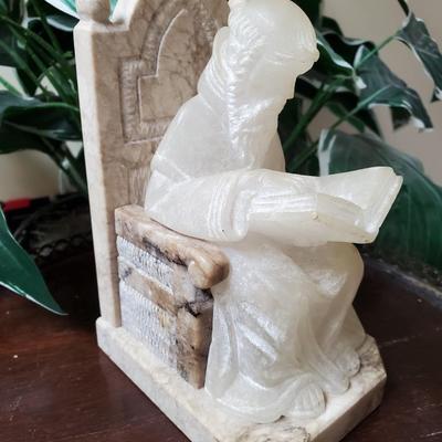 Marble and Alabaster Monk Bookends