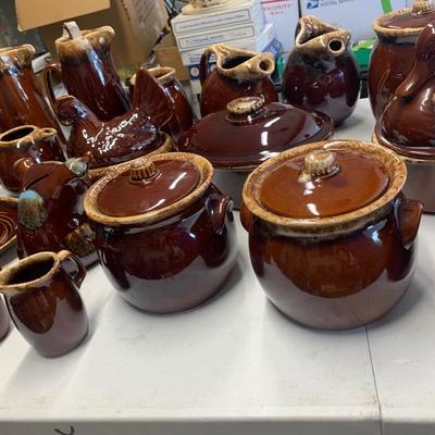 Huge Lot - Hull USA Pottery Drip Glaze Brown Oven Proof Cookery & Rare Pieces