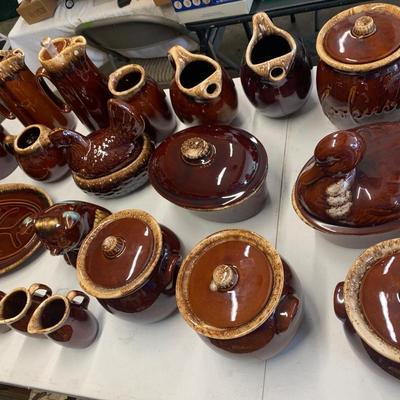 Huge Lot - Hull USA Pottery Drip Glaze Brown Oven Proof Cookery & Rare Pieces