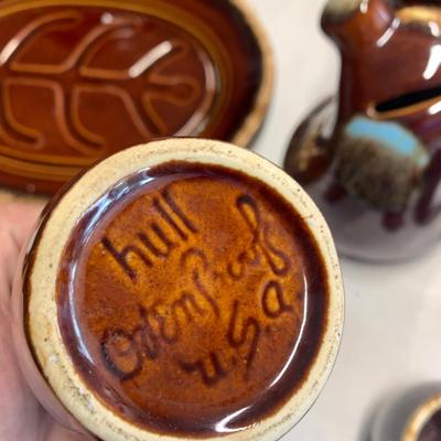 Huge Lot - Hull USA Pottery Drip Glaze Brown Oven Proof Cookery & Rare Pieces