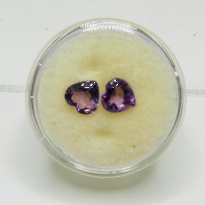 AMETHYST ~ Heart Cut ~ Pair (2) Purple Gemstones ~ Natural