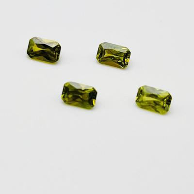PERIDOT ~ Octagon Cut ~ Four (4) Green Lab Gemstones ~ Lab