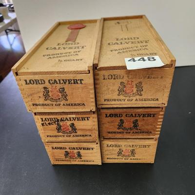 6 Lord Calvert 4/5 Quart Wooden Boxes