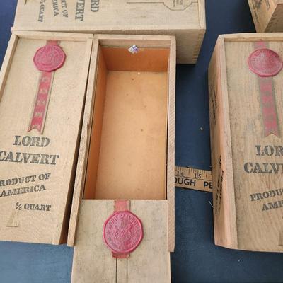 6 Lord Calvert 4/5 Quart Wooden Boxes