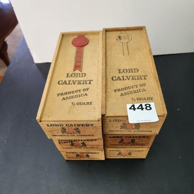 6 Lord Calvert 4/5 Quart Wooden Boxes