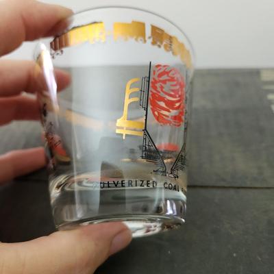 8 Mid Century MCM Calvert Coal Railroad Train Lo Ball Glasses
