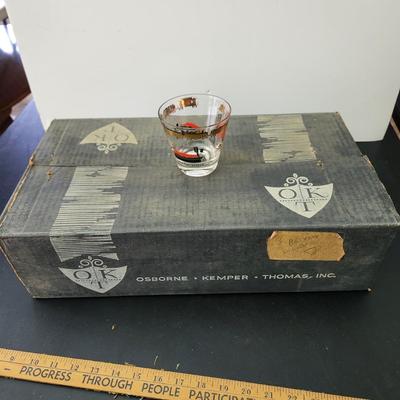 8 Mid Century MCM Calvert Coal Railroad Train Lo Ball Glasses