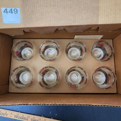8 Mid Century MCM Calvert Coal Railroad Train Lo Ball Glasses